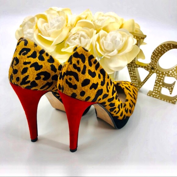 Zara Woman Cheetah Red Heel Platform Pumps - Picture 5 of 7